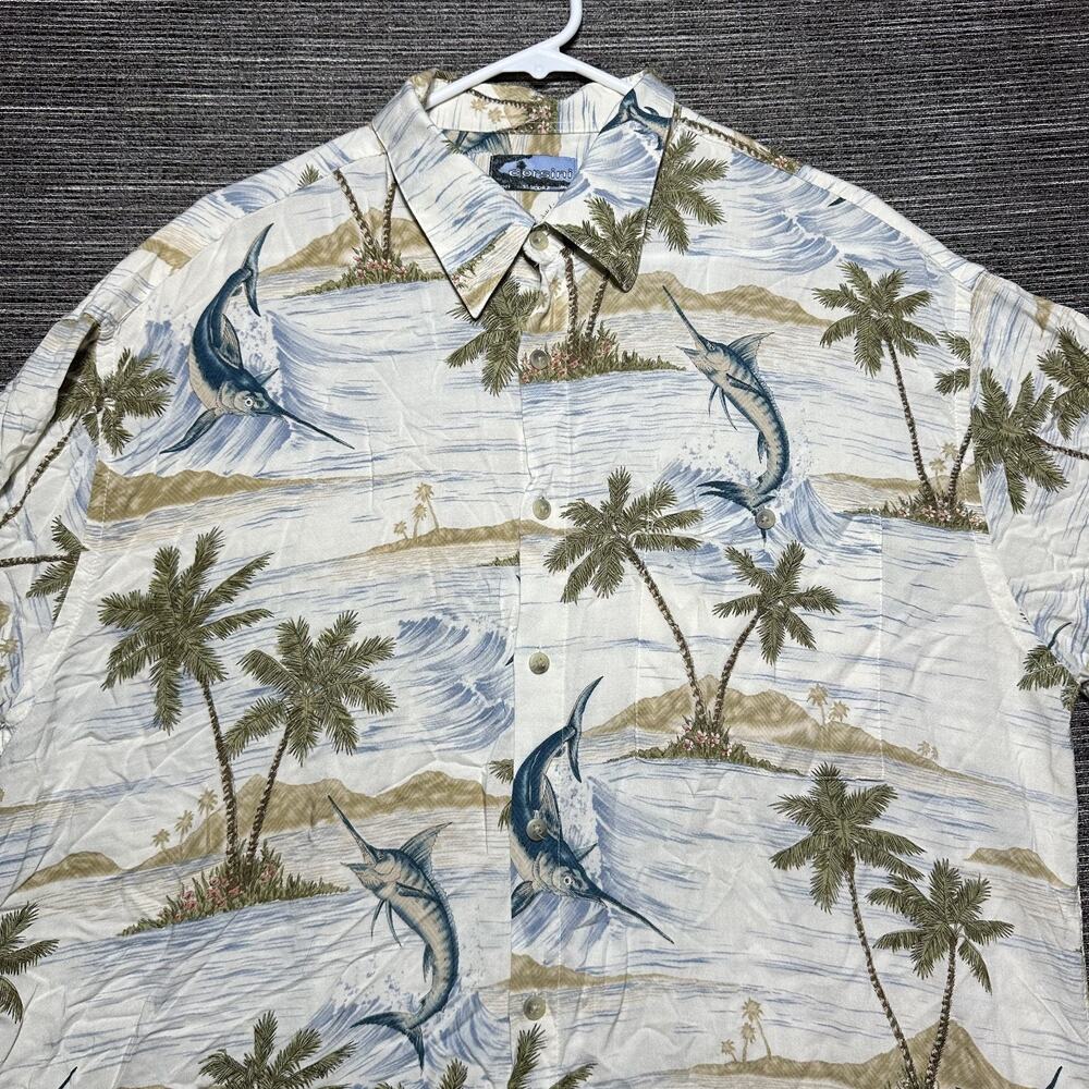 Corsini Shirt Men's XL Marlins Short Sleeve Button Up Hawaiian Rayon Vintage